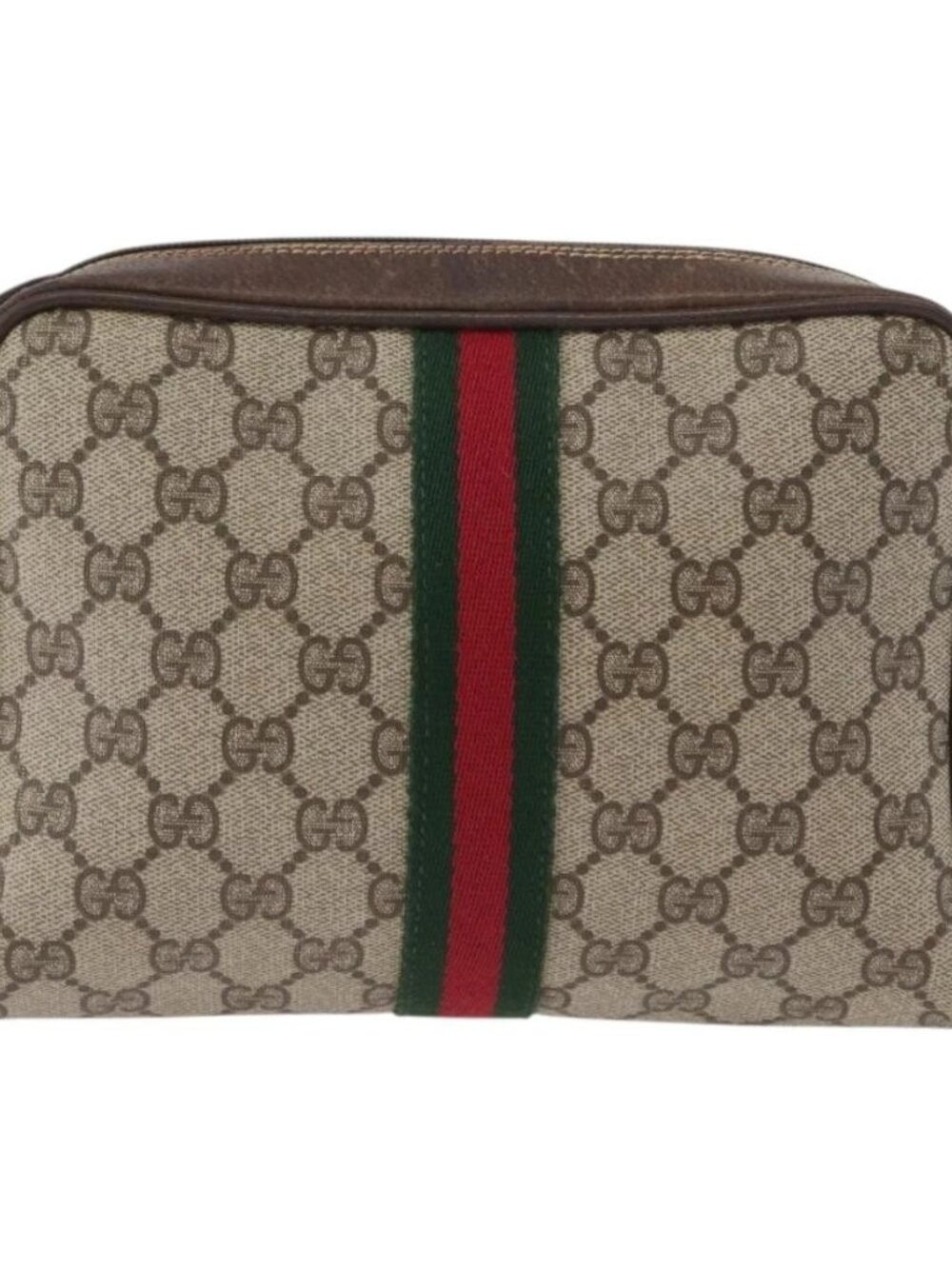 GUCCI GG Supreme Web Sherry Line Bag PVC Beige Gold 001 3654 5 Auth 172680 - Picture 3 of 16